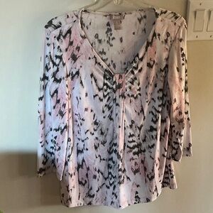 Apt. 9 Pink and Black Abstract Blouse